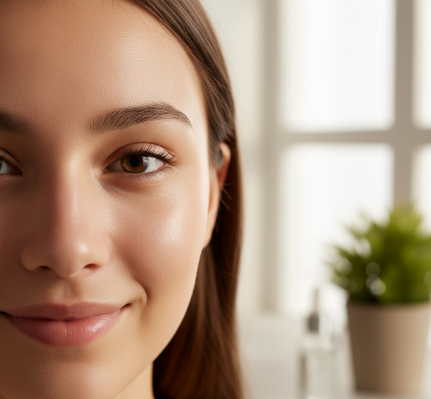 Clear, healthy skin showing improvement from acne treatment
